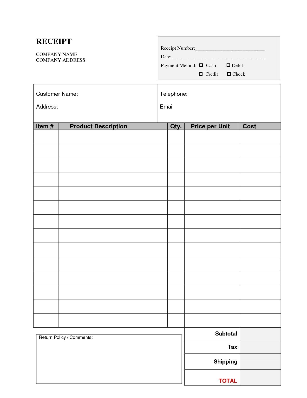 Receipt Forms Unique Printable Receipts Templates Free Blank - Free Printable Blank Receipt Form