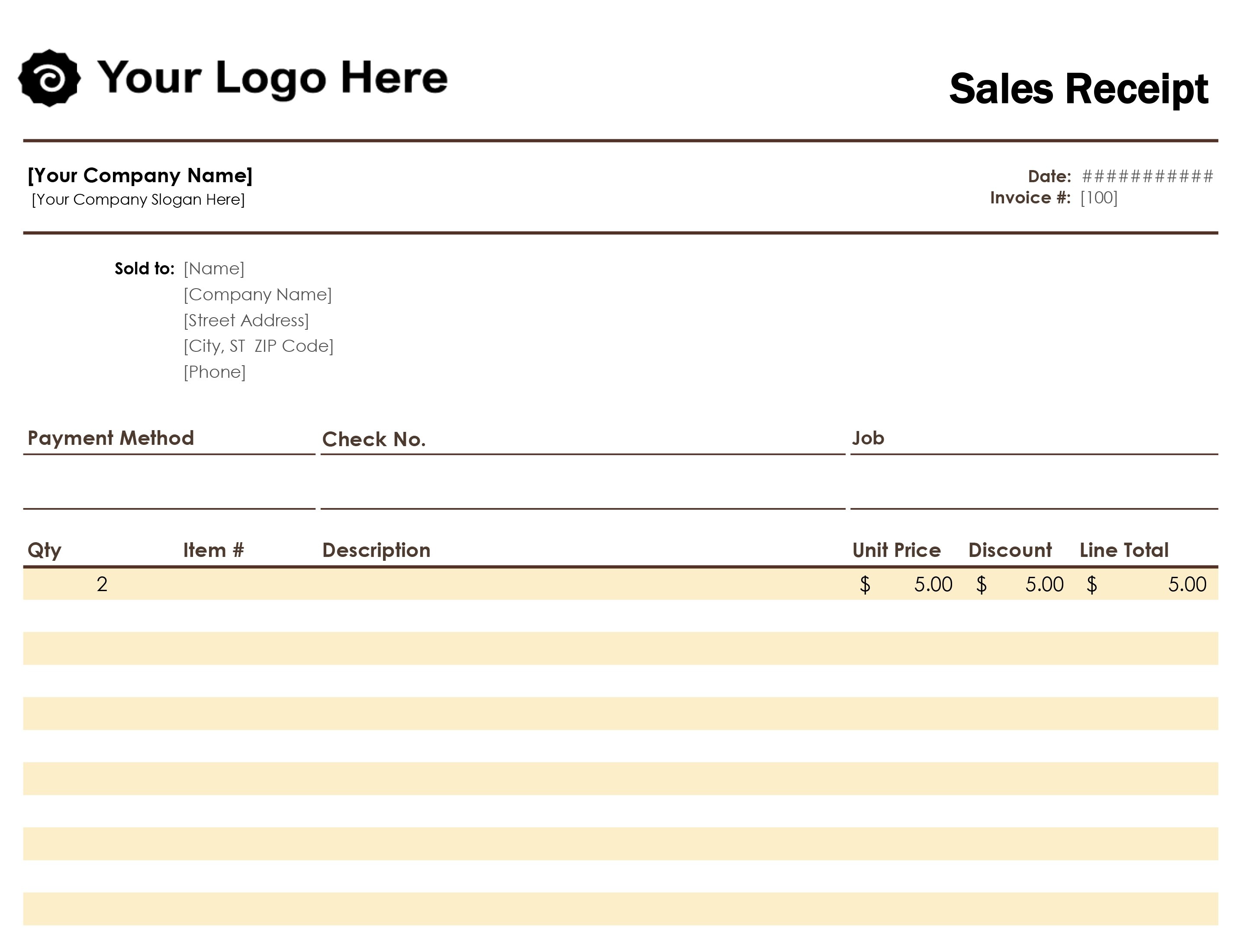 microsoft word receipt template free download