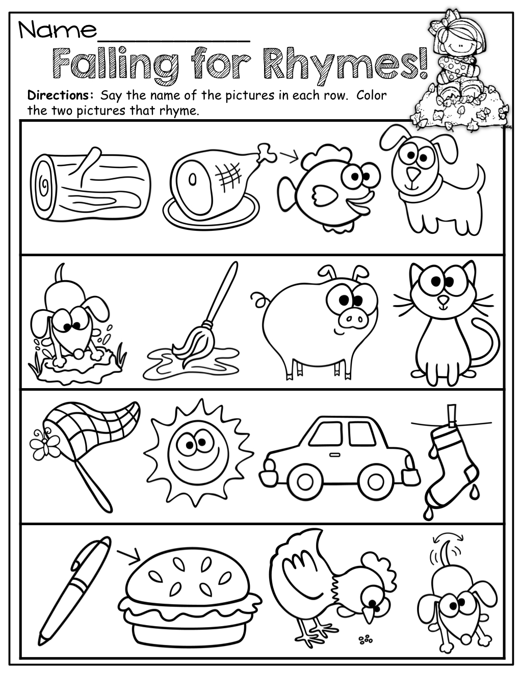 free printable rhyming activities for kindergarten free printable