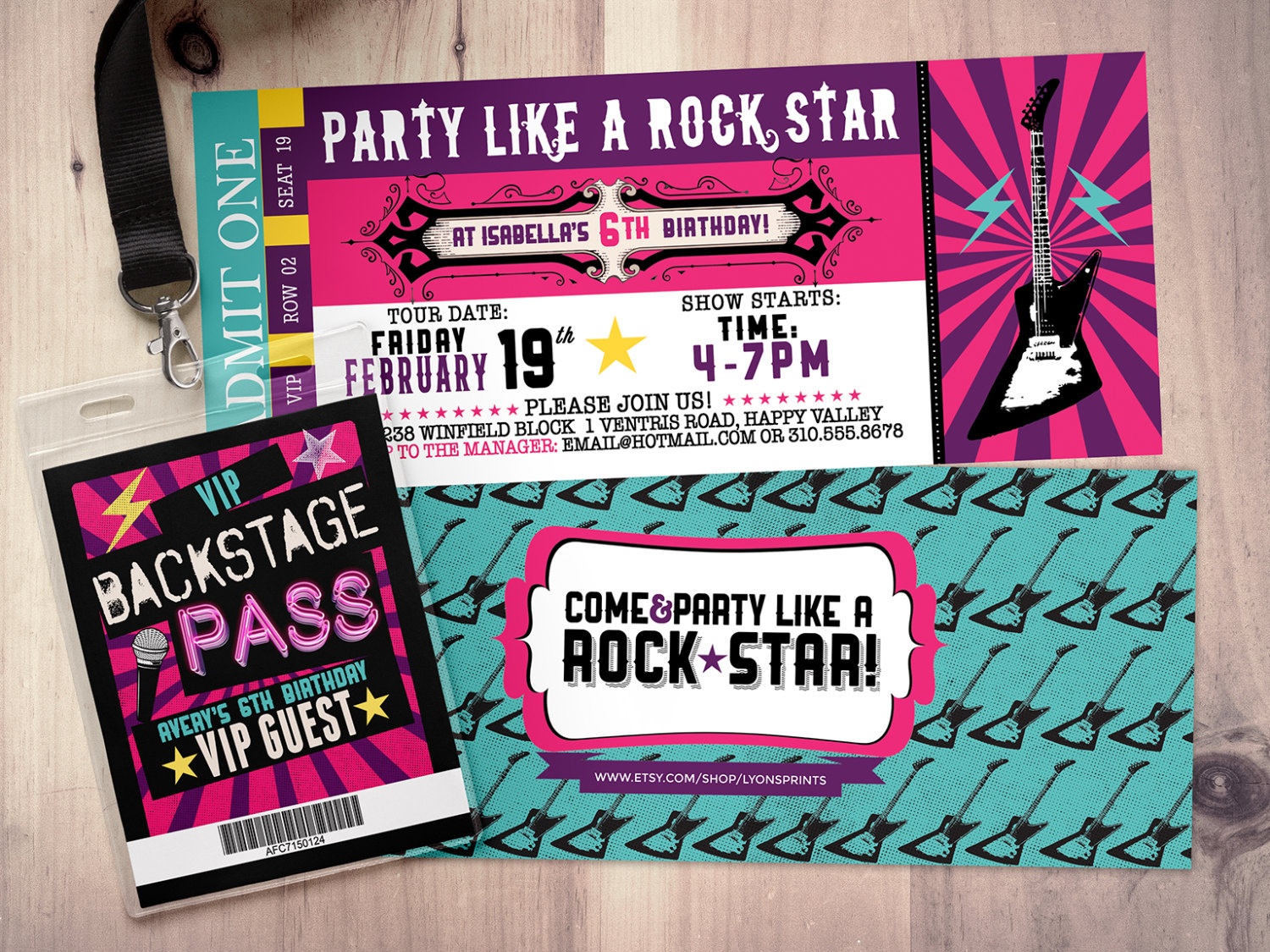 Rock Star Concert Ticket Birthday Party Invitation- Music Invitation - Free Printable Karaoke Party Invitations