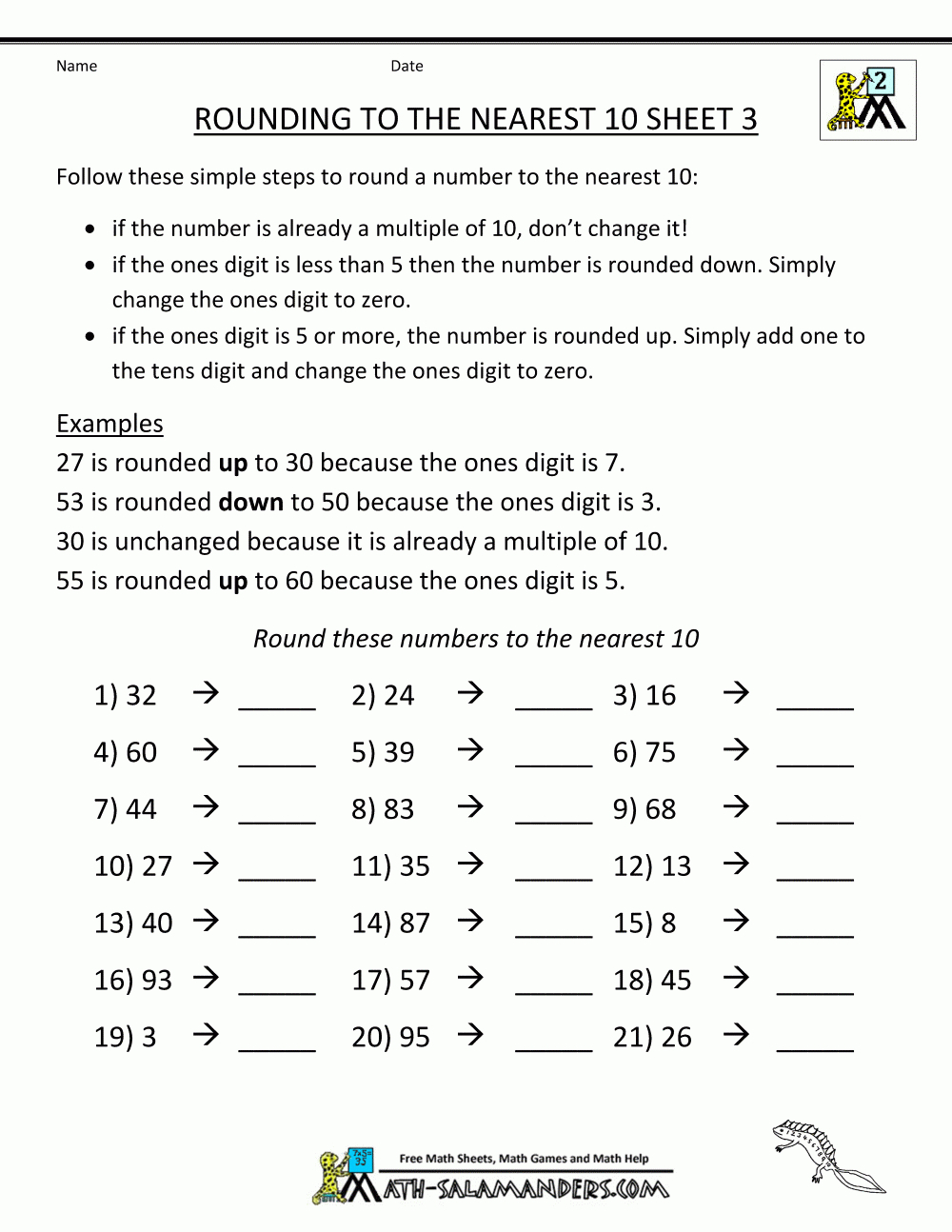 Rounding Worksheets To The Nearest 10 - Free Printable 4Th Grade Rounding Worksheets