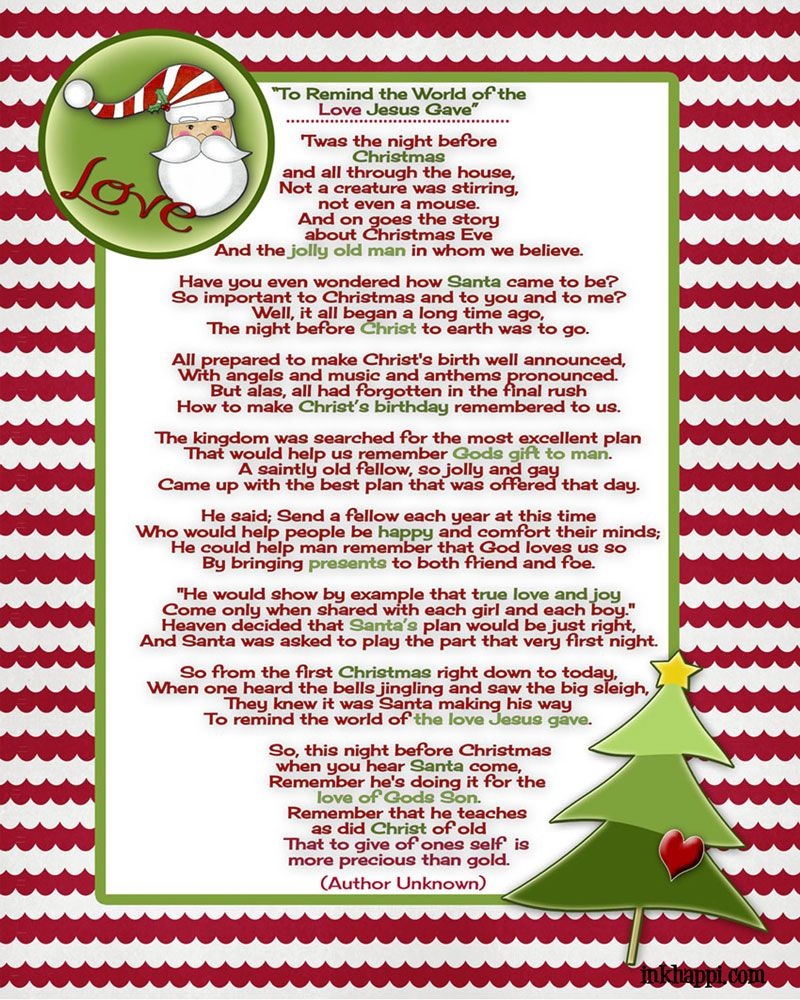 Santa And Christ …poem And A Christmas Tradition | Christmas Ideas - Free Printable Christian Christmas Poems