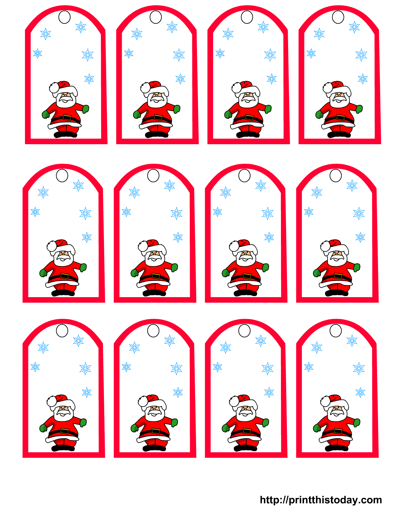 Santa Claus And Snowflakes, Free Printable Christmas Gift Tags - Christmas Name Tags Free Printable
