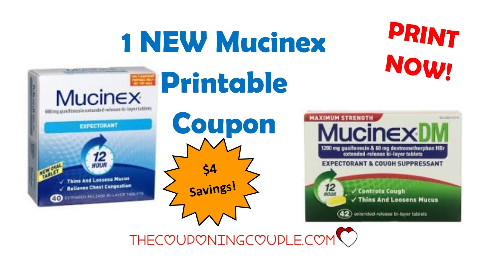 Save $4 On The New Mucinex Printable Coupon ~ Print Now! - Free Printable Walmart Coupons