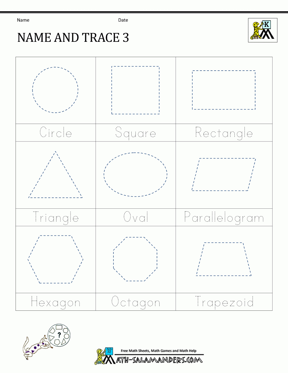 Shape Tracing Worksheets Kindergarten - Free Printable Name Worksheets For Kindergarten
