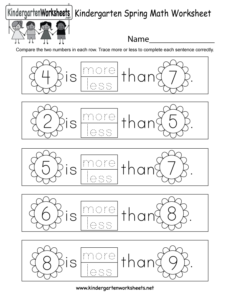 Spring Math Worksheet - Free Kindergarten Seasonal Worksheet For Kids - Free Printable Kinder Math Worksheets
