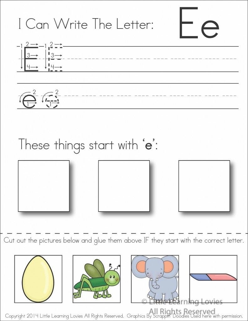 Subscriber Exclusive Freebie} - Letter E: Write, Cut &amp;amp; Paste Copy - Free Printable Kindergarten Worksheets Cut And Paste