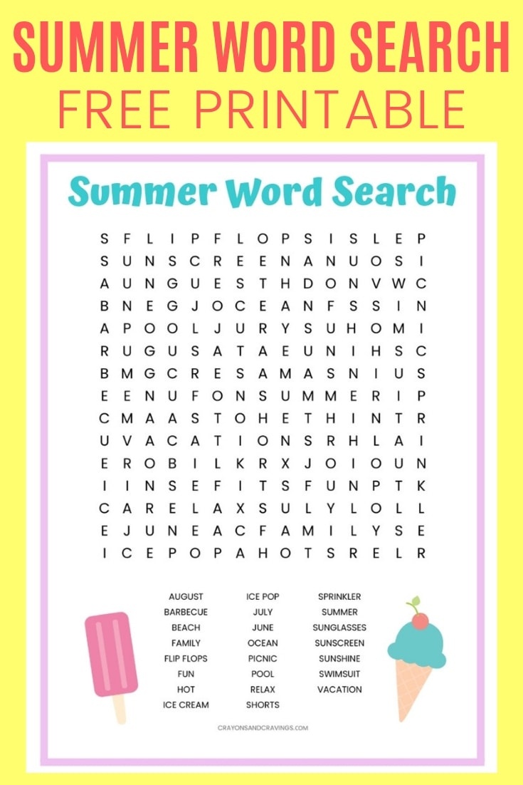 Summer Word Search Free Printable Worksheet For Kids - Word Search Free Printables For Kids