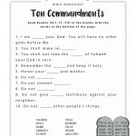 Ten Commandments Worksheet For Kids | Junior Church | Bible   Free Printable Bible Study Lessons