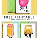 Thank You Card For Teacher And School Bus Driver With Free   Free Printable Teacher Appreciation Greeting Cards