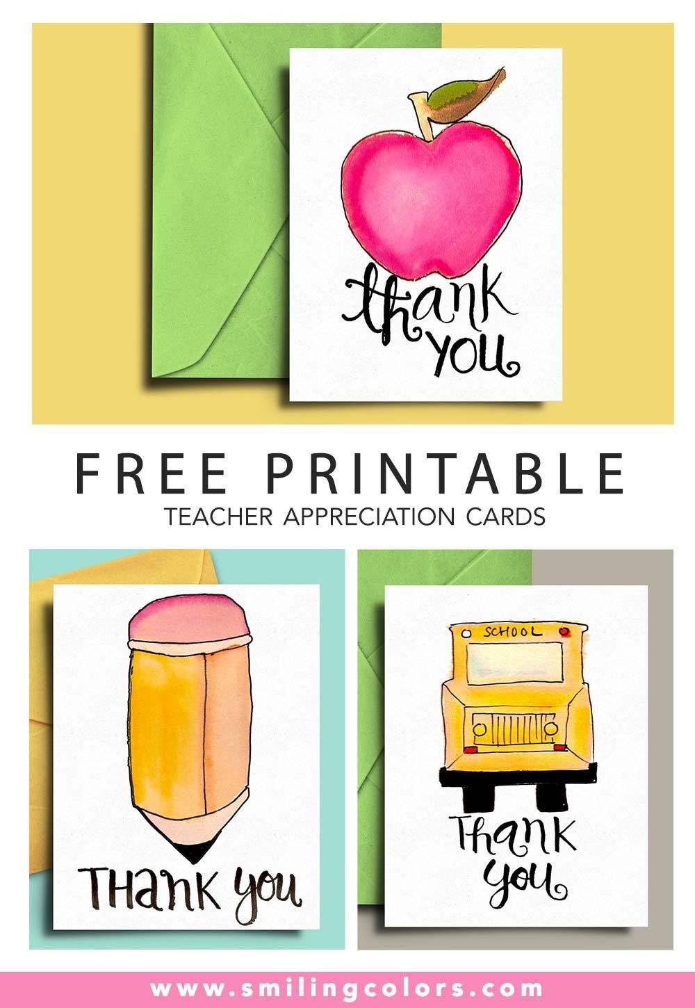 Thank You Card For Teacher And School Bus Driver With Free - Free Printable Teacher Appreciation Greeting Cards