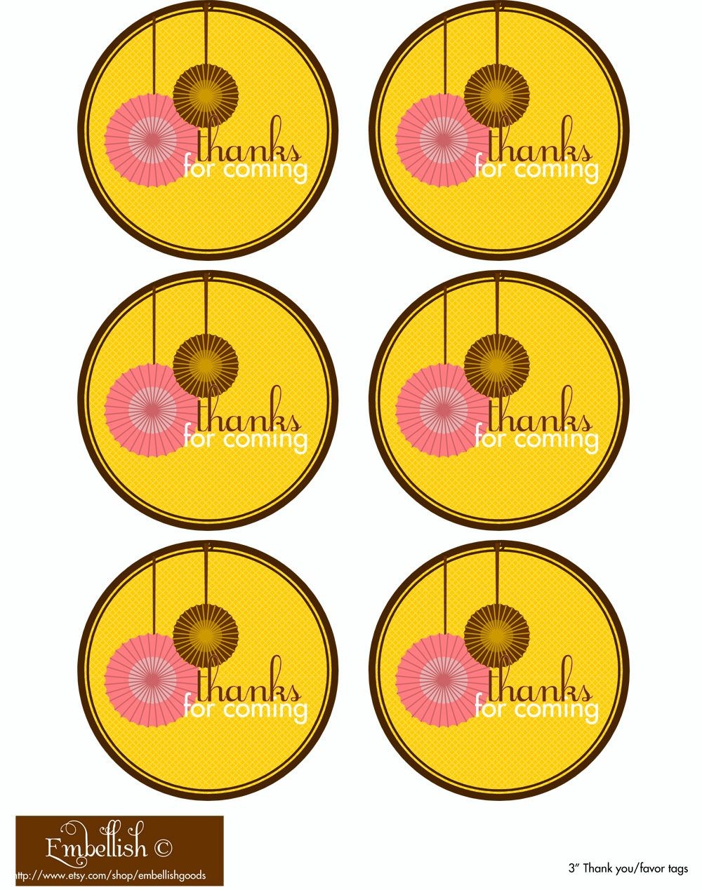 Thanks For Coming Free Printable Tags | Birthday Treats | Party - Free Printable Thank You For Coming To My Party Tags