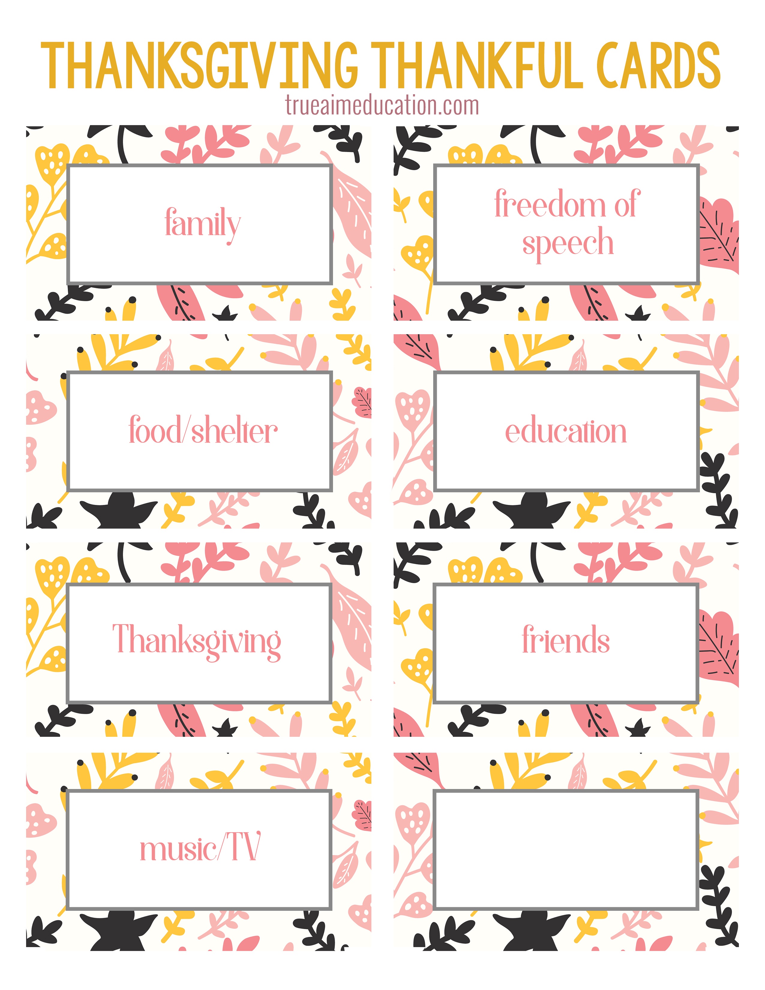 Thanksgiving Thankfulness With Free Printable Cards - Free Printable Thanksgiving Cards