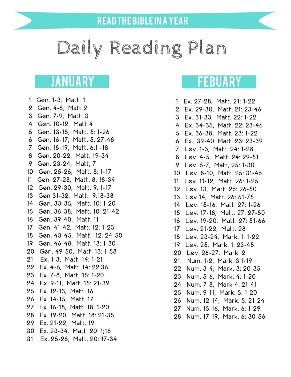 The Kitkat Studio: Free Printable // One Year Bible Reading Plan - Read The Bible In A Year Plan Printable Free