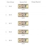 The Making Change From U.s. $5 Bills (A) Math Worksheet From The   Free Printable Making Change Worksheets
