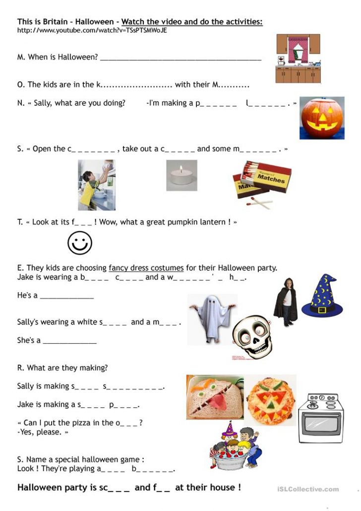 Free Printable French Halloween Worksheets