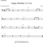 Trombone Sheet Music Happy Birthday | Sheet Music Scores: Happy   Sheet Music For Trombone Free Printable