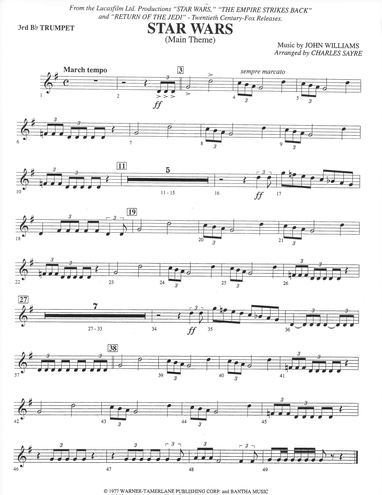 Trumpet Music | Star Wars 3Rd B Flat Trumpet | Caden&amp;#039;s Board | Star - Free Printable Trumpet Sheet Music Star Wars
