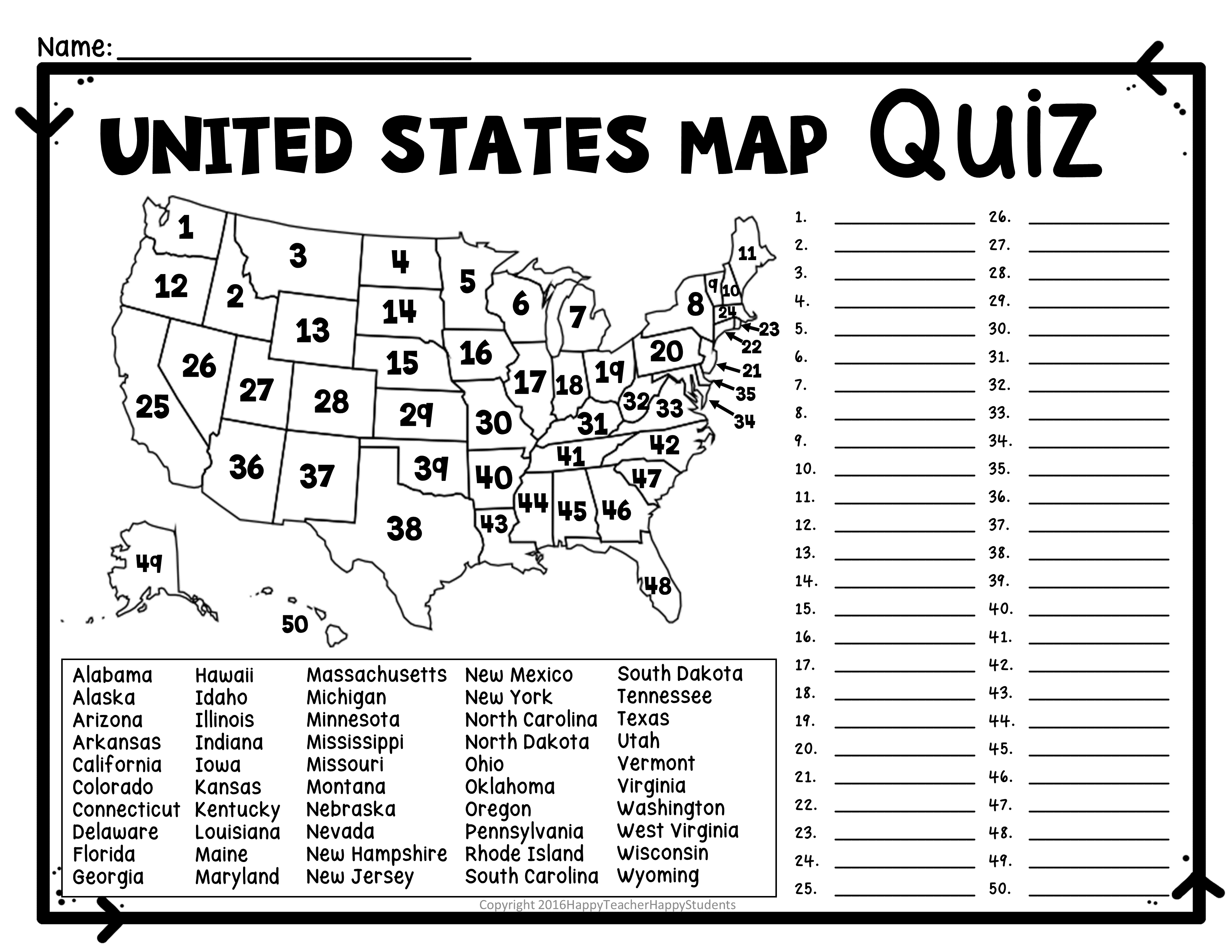 United States Map Quiz &amp;amp; Worksheet: Usa Map Test With Practice - Free Printable States And Capitals Worksheets