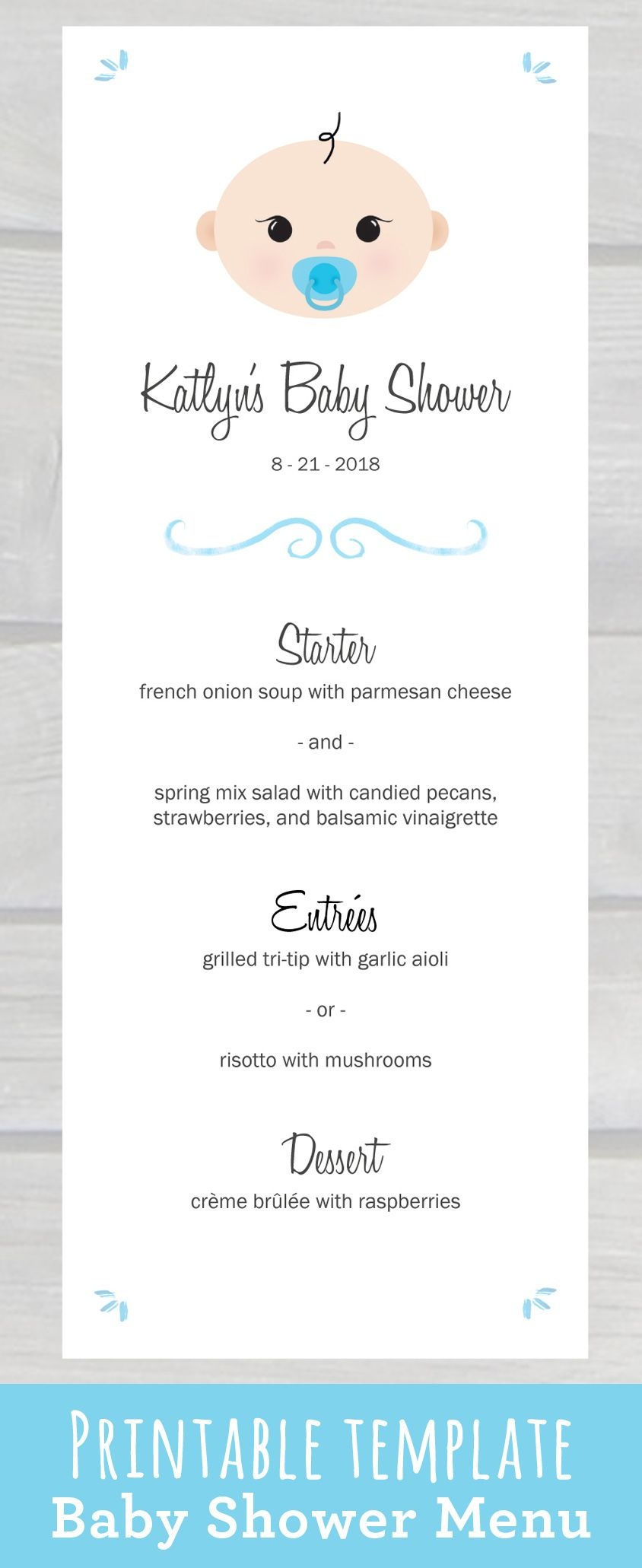 Use This Cute Baby Shower Menu Template Pdf To Edit &amp;amp; Print Your Own - Free Printable Drink Menu Template