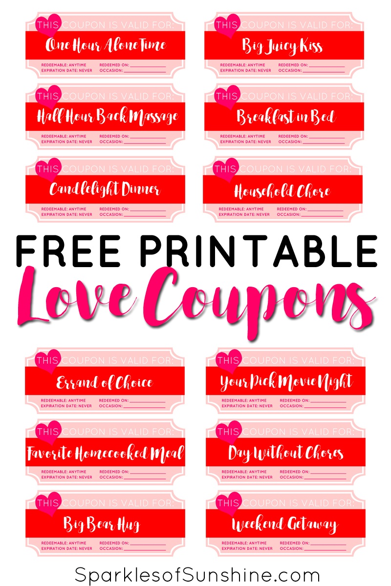 Valentine&amp;#039;s Day Free Printable Love Coupons - Sparkles Of Sunshine - Free Printable Coupons 2018