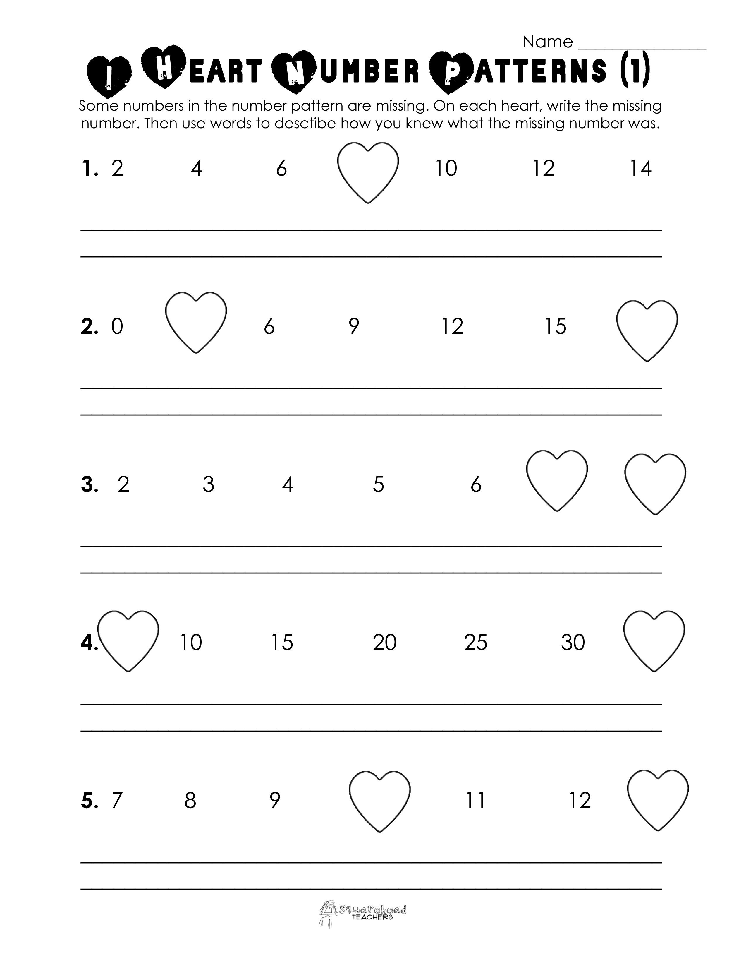 Valentine&amp;#039;s Day Number Patterns (Free Worksheet!) | Valentine - Free Valentine Math Worksheets And Printables