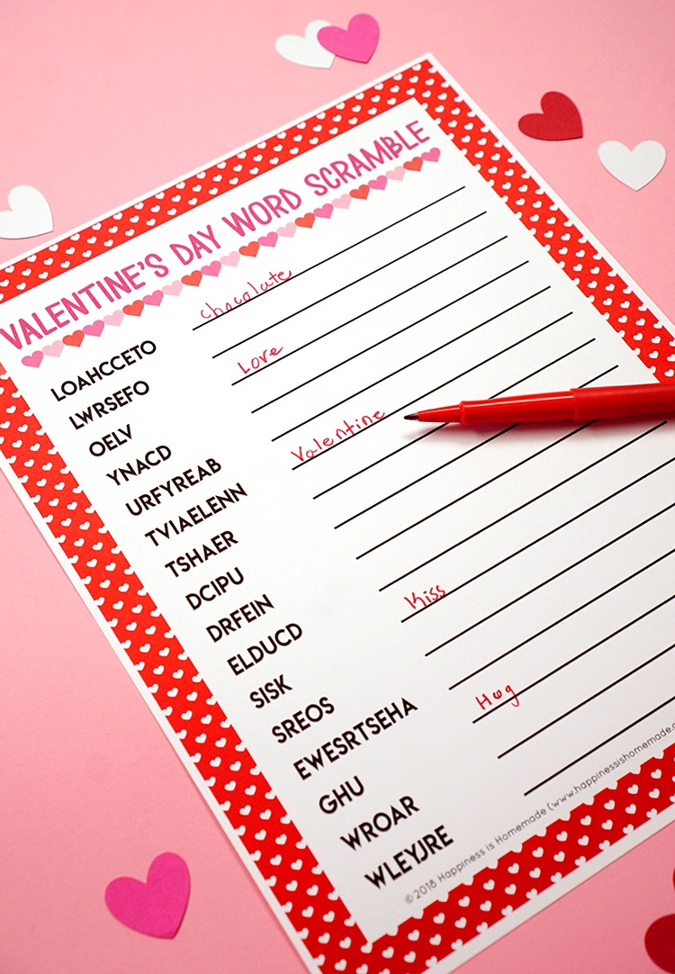 Valentine&amp;#039;s Day Word Scramble Printable - Happiness Is Homemade - Free Printable Valentine Word Games