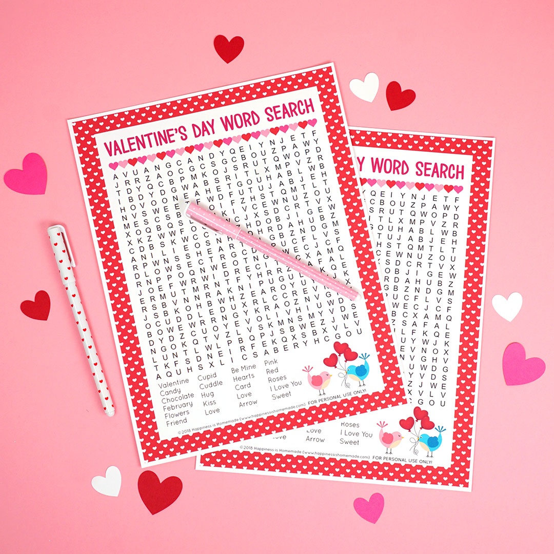 Valentine&amp;#039;s Day Word Search Printable - Happiness Is Homemade - Free Printable Valentine Word Games