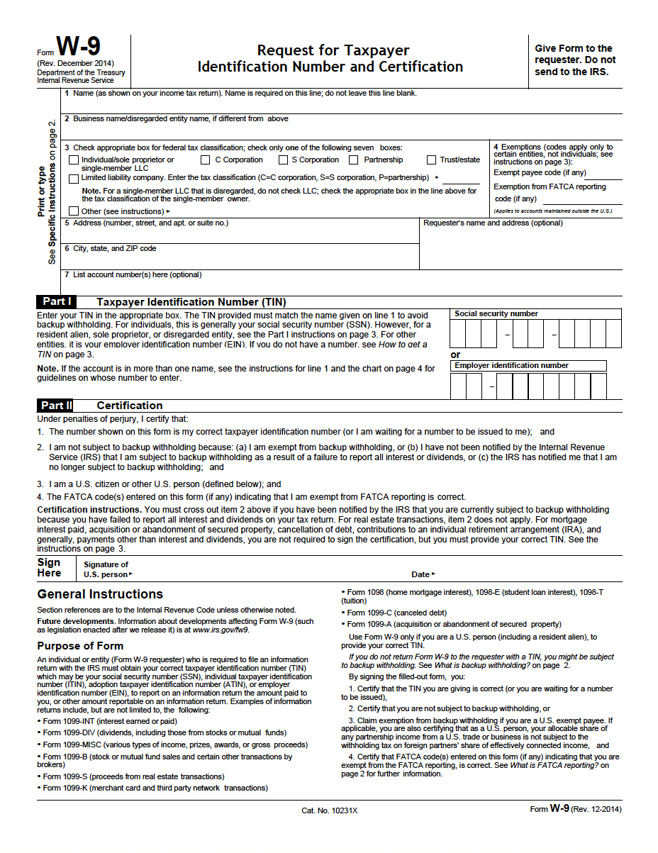 W9 Form Printable 2017 Free - Free Printable