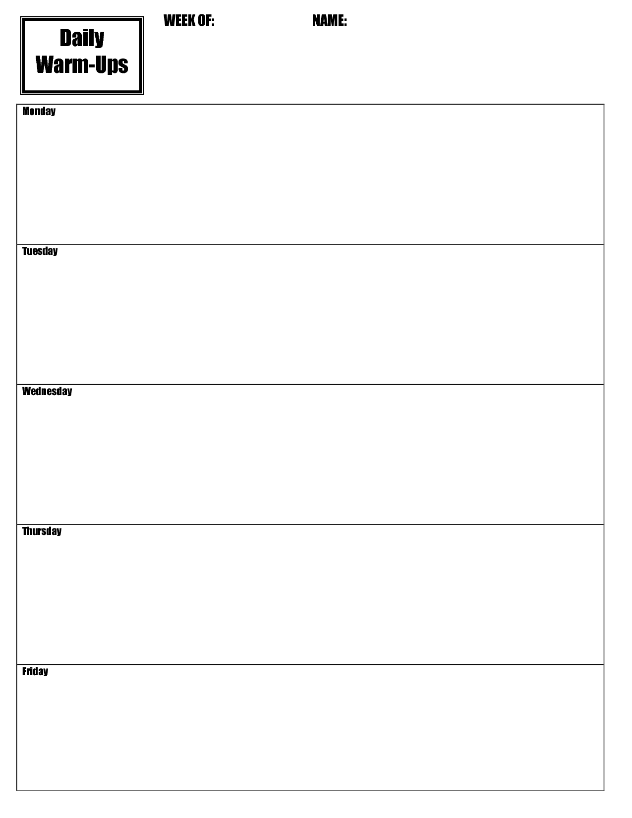 Warm Up Template For Students | Daily Warm Ups Template | Education - Free Printable Daily Math Warm Ups