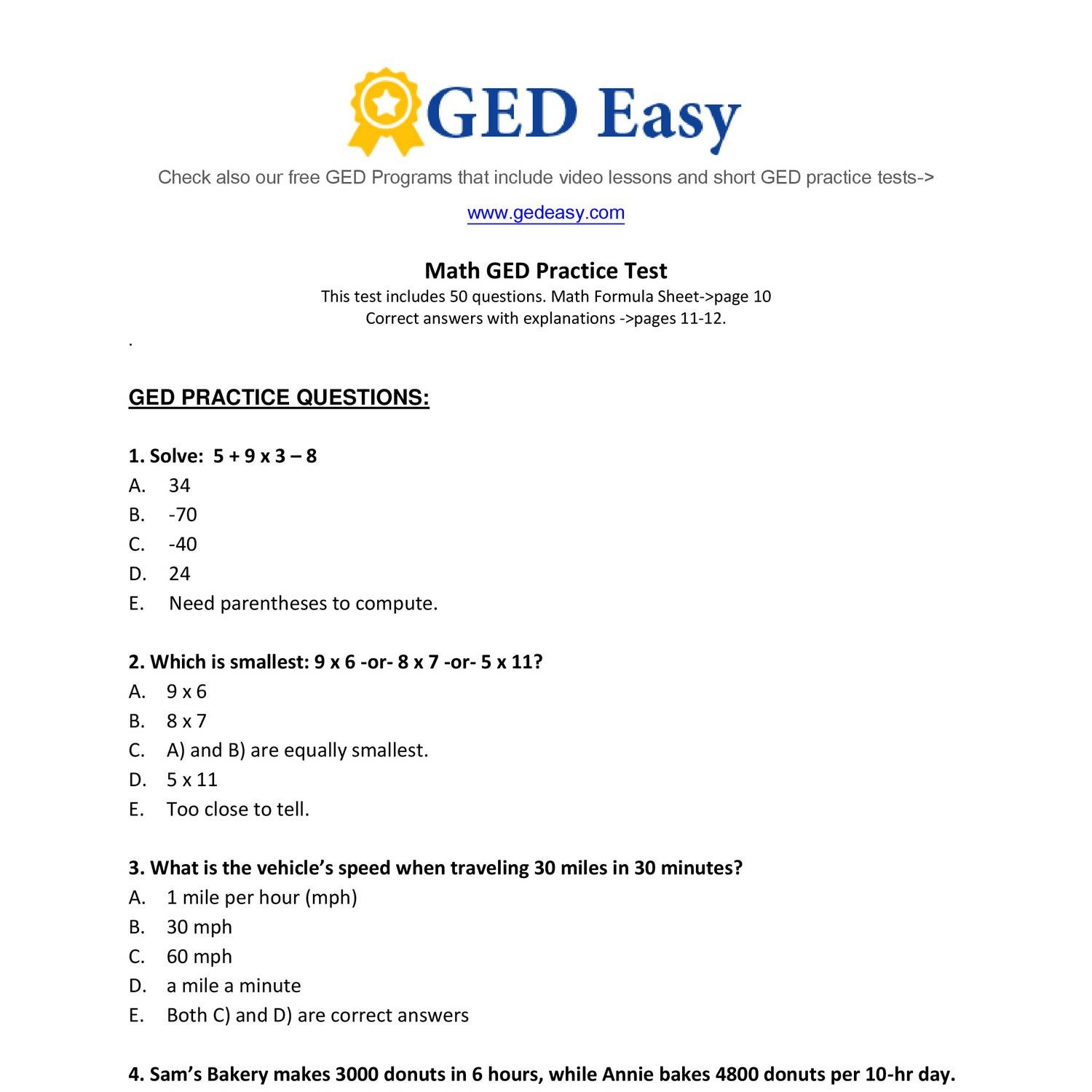 Week 15 Homework Adv Math- Printable-Ged-Math-Practice-Test2- Do The - Ged Math Practice Test Free Printable
