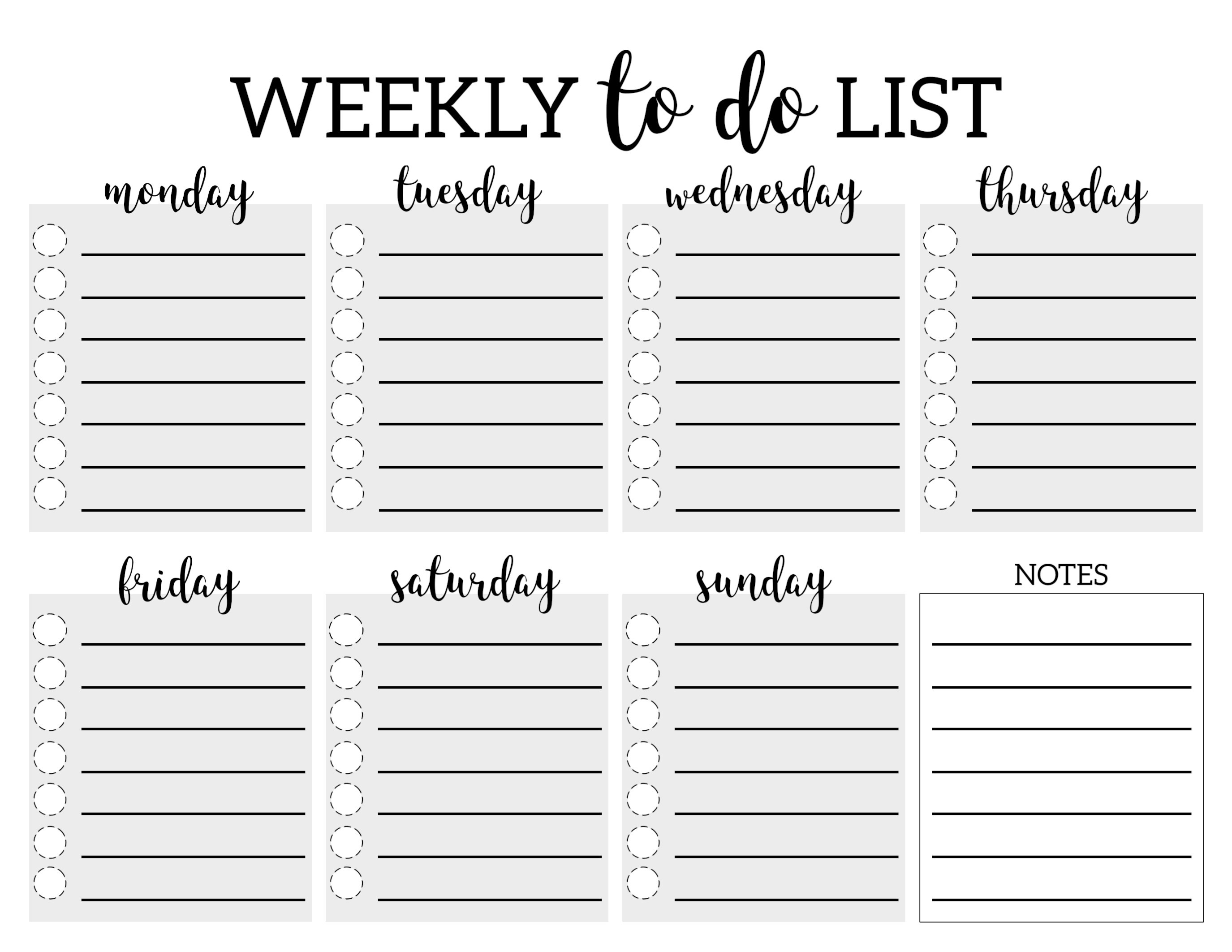Weekly To Do List Printable Checklist Template - Paper Trail Design - Weekly To Do List Free Printable