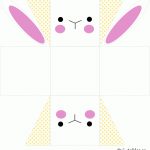 White Easter Basket (Box) With Simple Easter Bunny And Yellow Dots   Free Printable Easter Baskets
