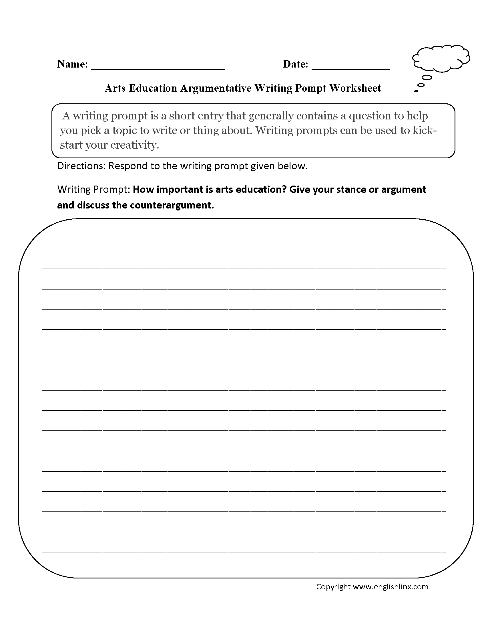 Writing Prompts Worksheets | Argumentative Writing Prompts Worksheets - 6Th Grade Writing Worksheets Printable Free