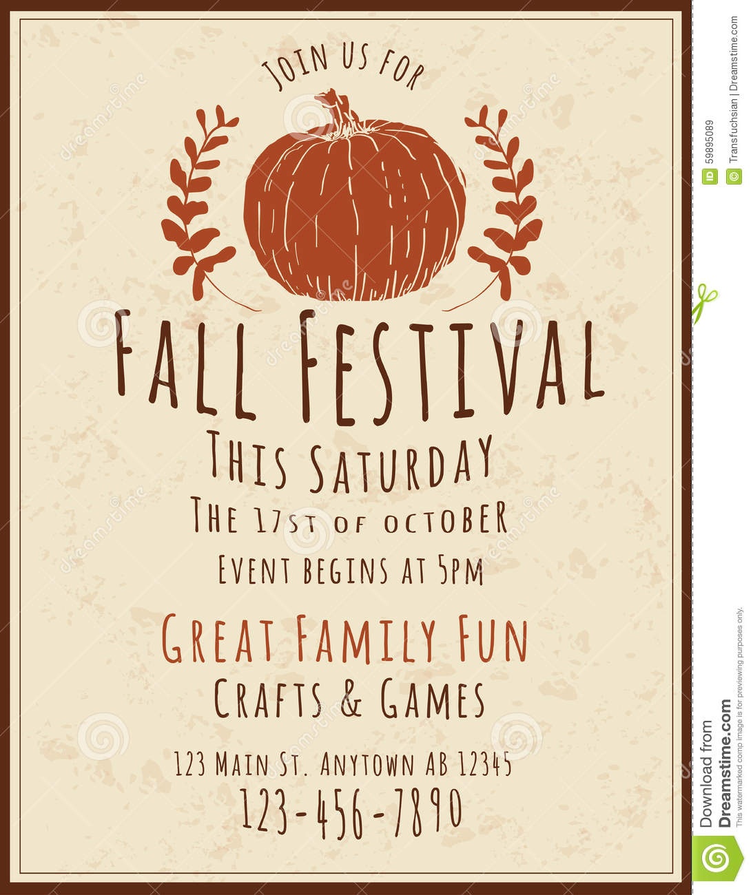 003 Fall Festival Flyers Templates Flyer Template Simple Retro Hand - Free Printable Fall Flyer Templates