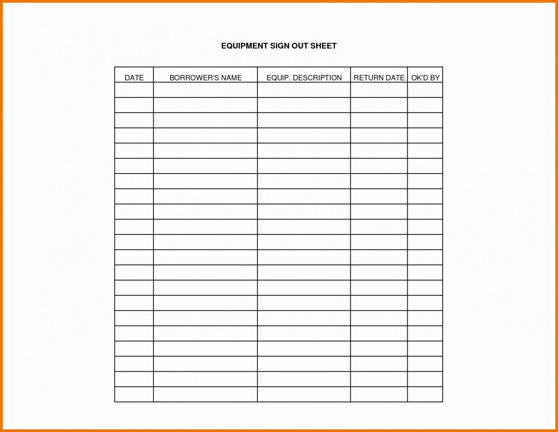 005 Equipment Sign Out Sheet Template Beautiful Best S Of Tool - Free Printable Sign In And Out Sheets