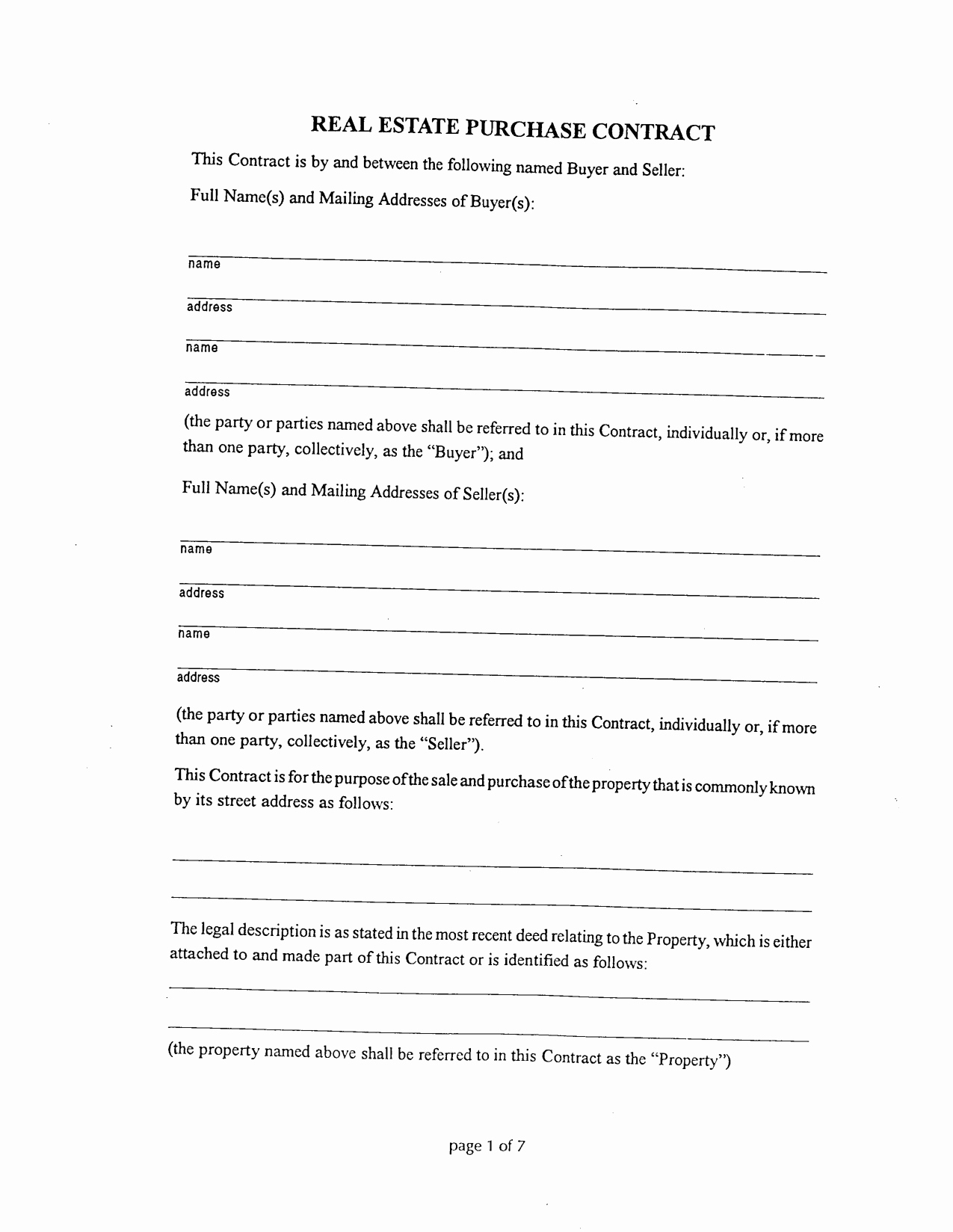 012 Real Estate Sales Contract Template Ideas Purchase Agreement For - Free Printable Real Estate Contracts