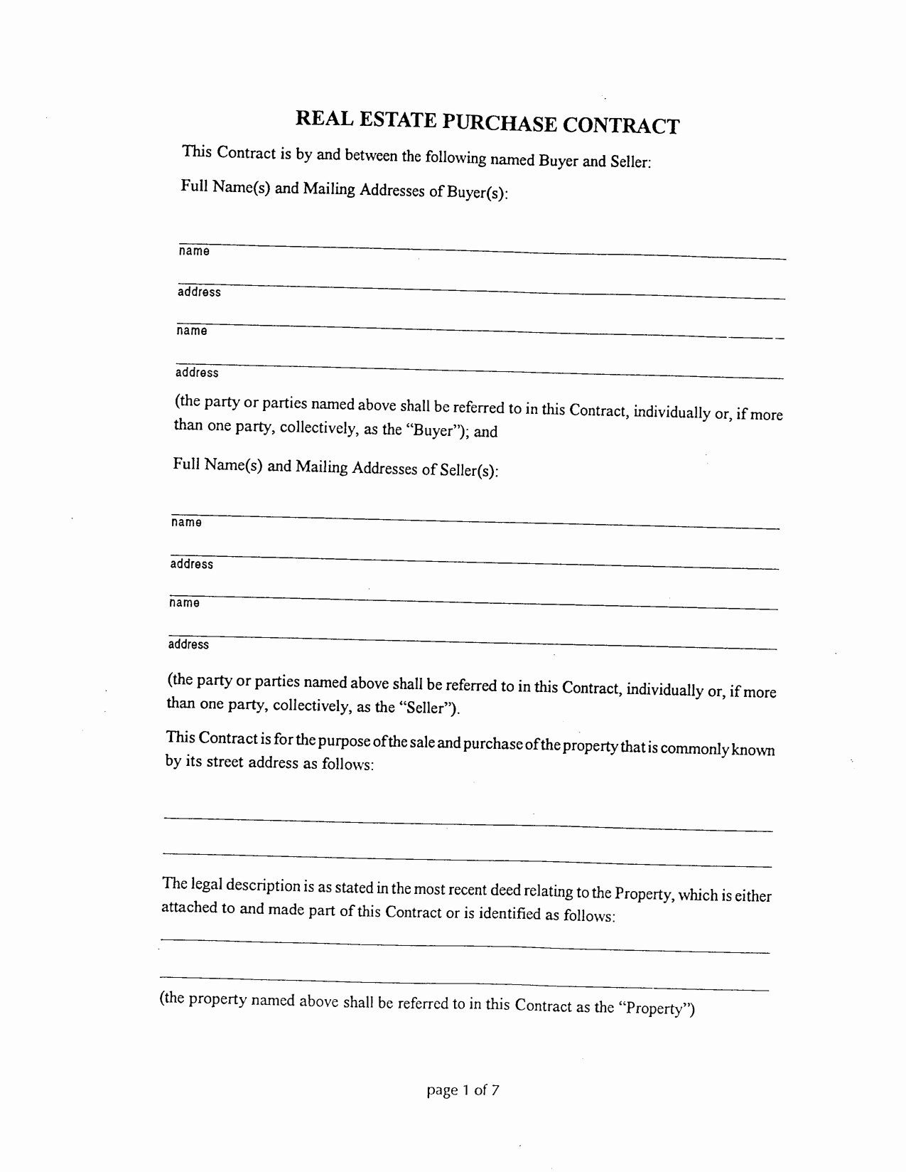 Free Printable Real Estate Contracts Free Printable