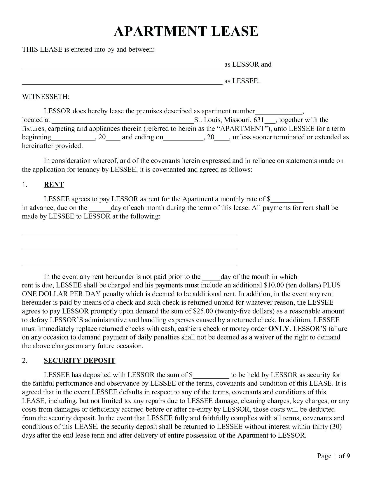 021 Free Printable Lease Agreement Template Ideasntal Forms Form - Free Printable Lease