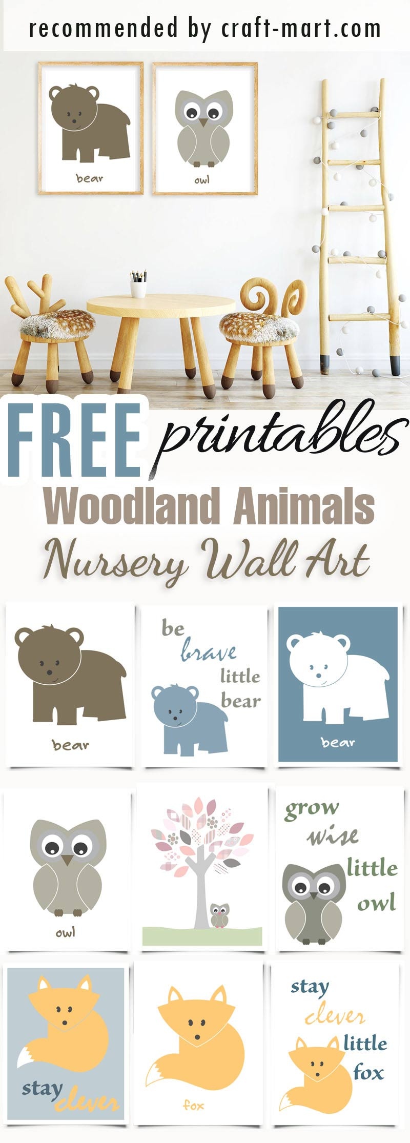 100+ Best Free Nursery Printables And Wall Art - Craft-Mart - Free Printable Woodland Animal Templates