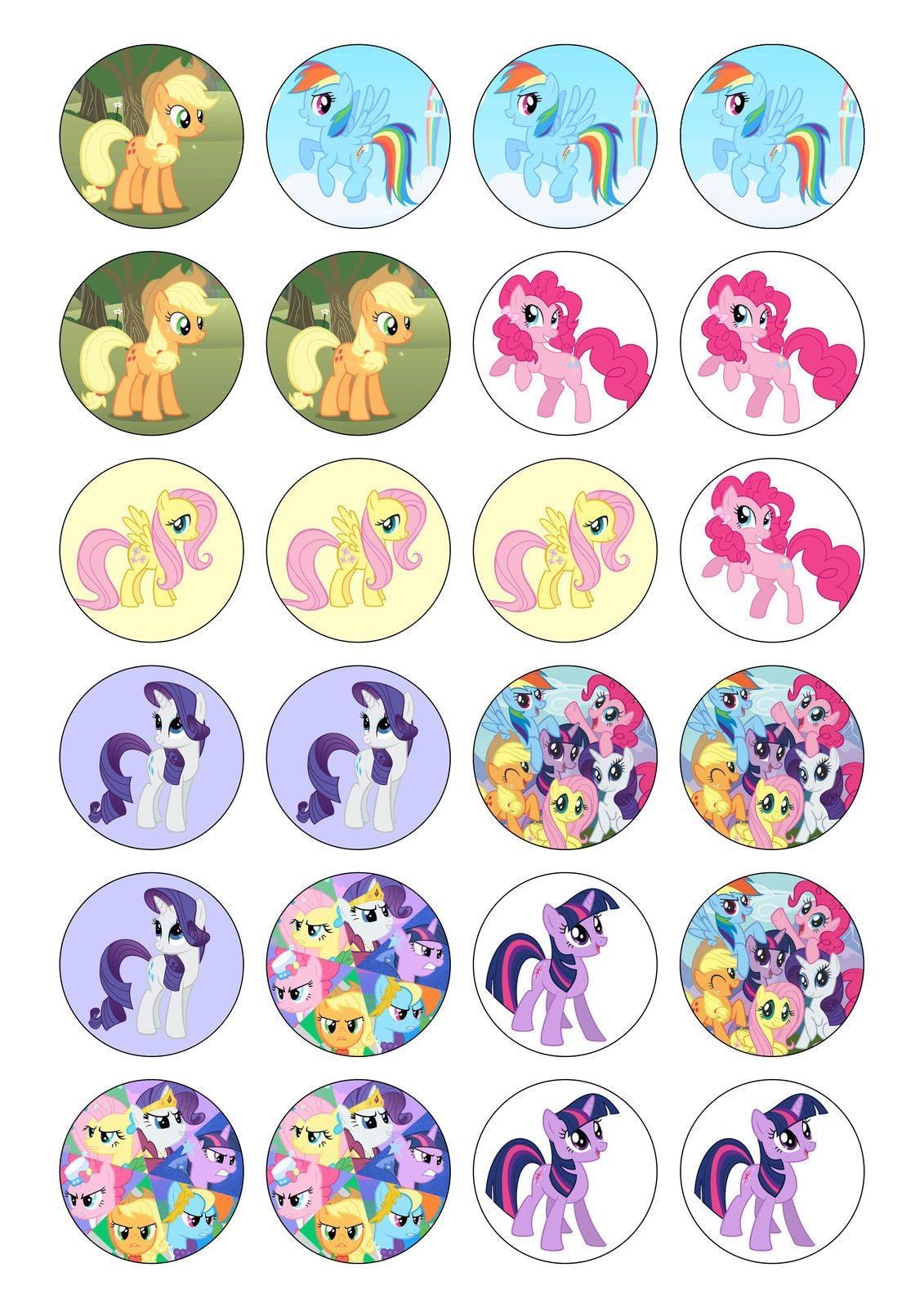 24Pre-Cut Edible My Little Pony Cake/cupcake Toppers Plus Free 1G - Free Printable My Little Pony Cupcake Toppers