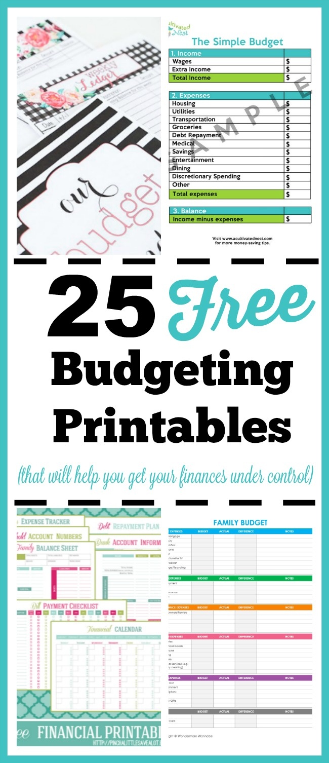 25 Free Budgeting Printables- Take Control Of Your Finances! - Free Printable Financial Binder