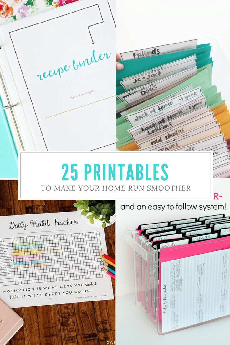 25+Free Printables For Organizing Home Life - Free Home Organization Printables