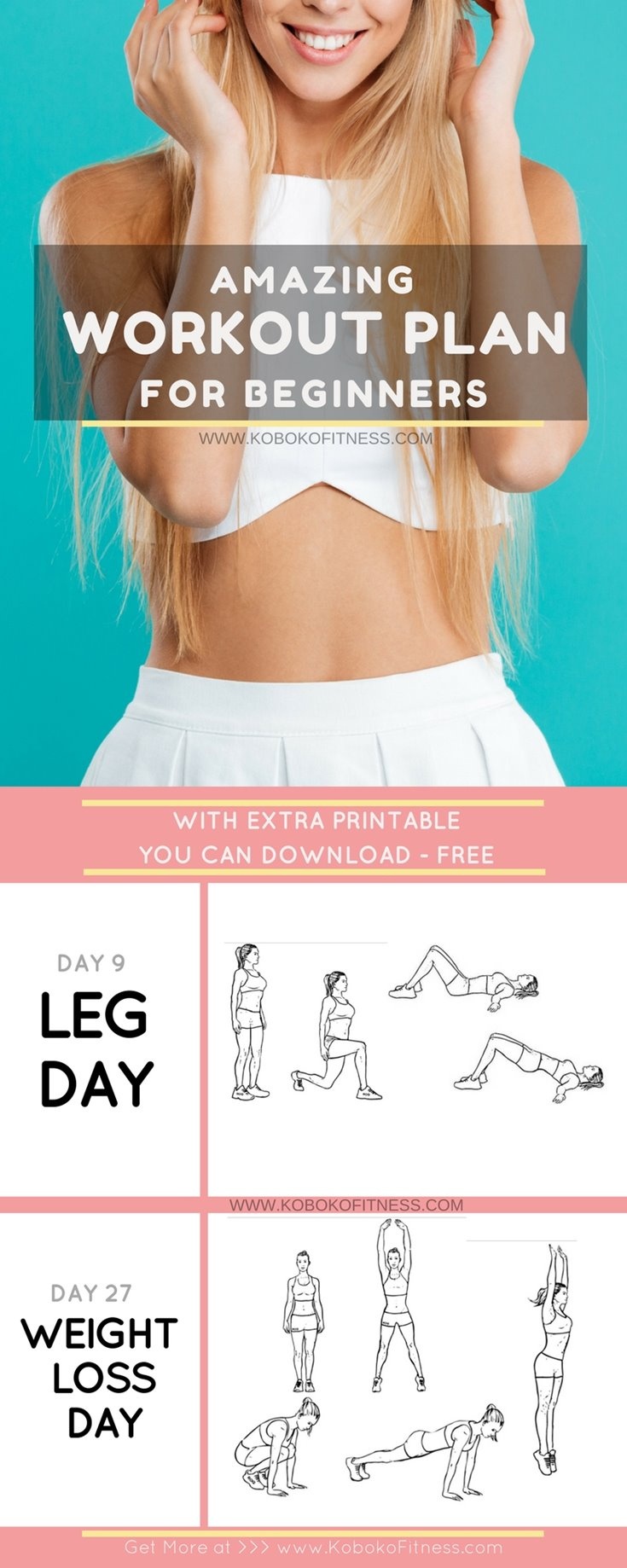 30 Day Workout Plan For Beginners (+ Easy Free Printable) - Koboko - Free Printable Gym Workout Plans