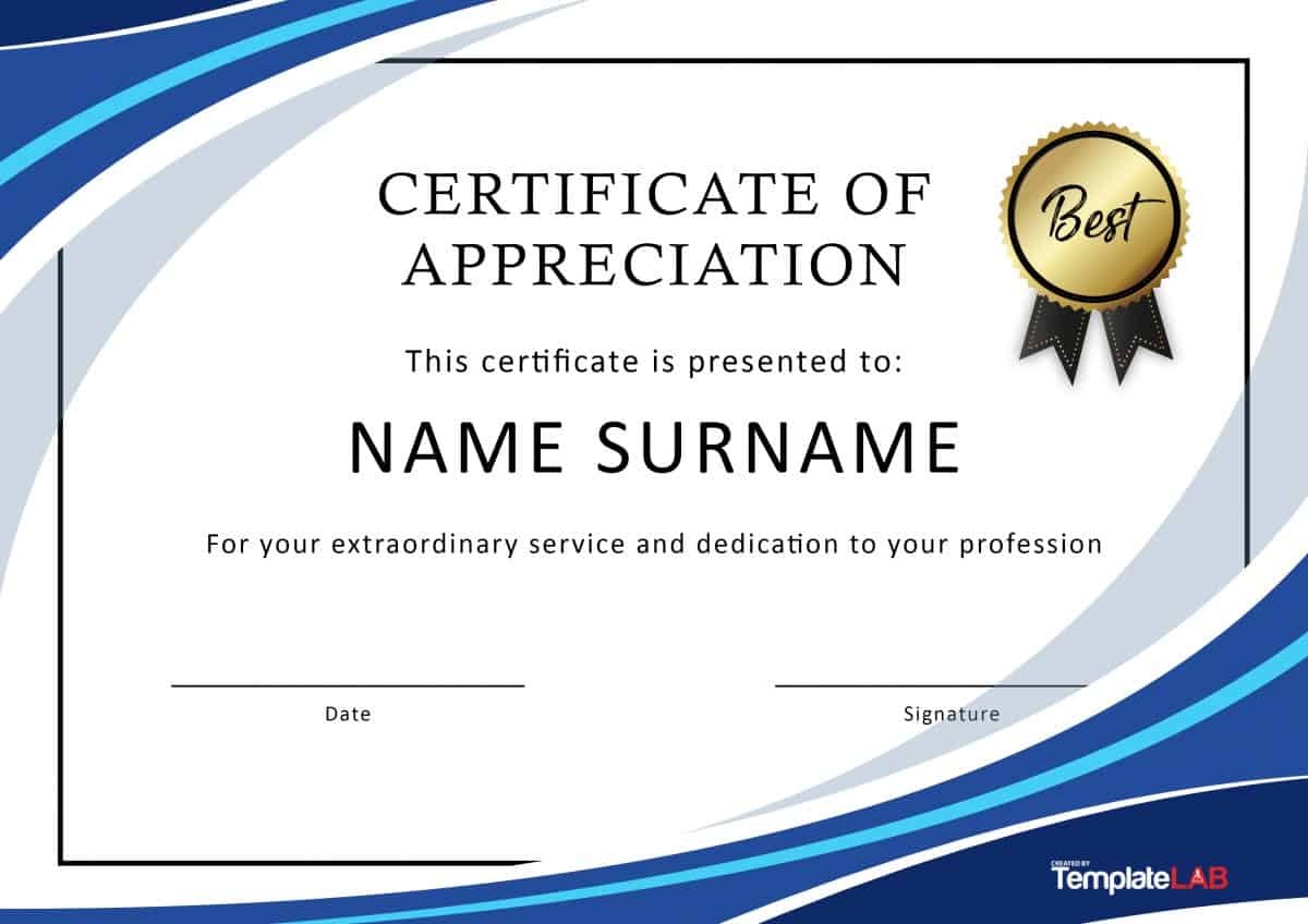30 Free Certificate Of Appreciation Templates And Letters - Free Printable Certificate Of Appreciation