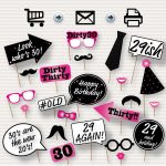 30Th Birthday Party Printable Photo Booth Props Pink | Etsy   Free Printable 30Th Birthday Photo Booth Props
