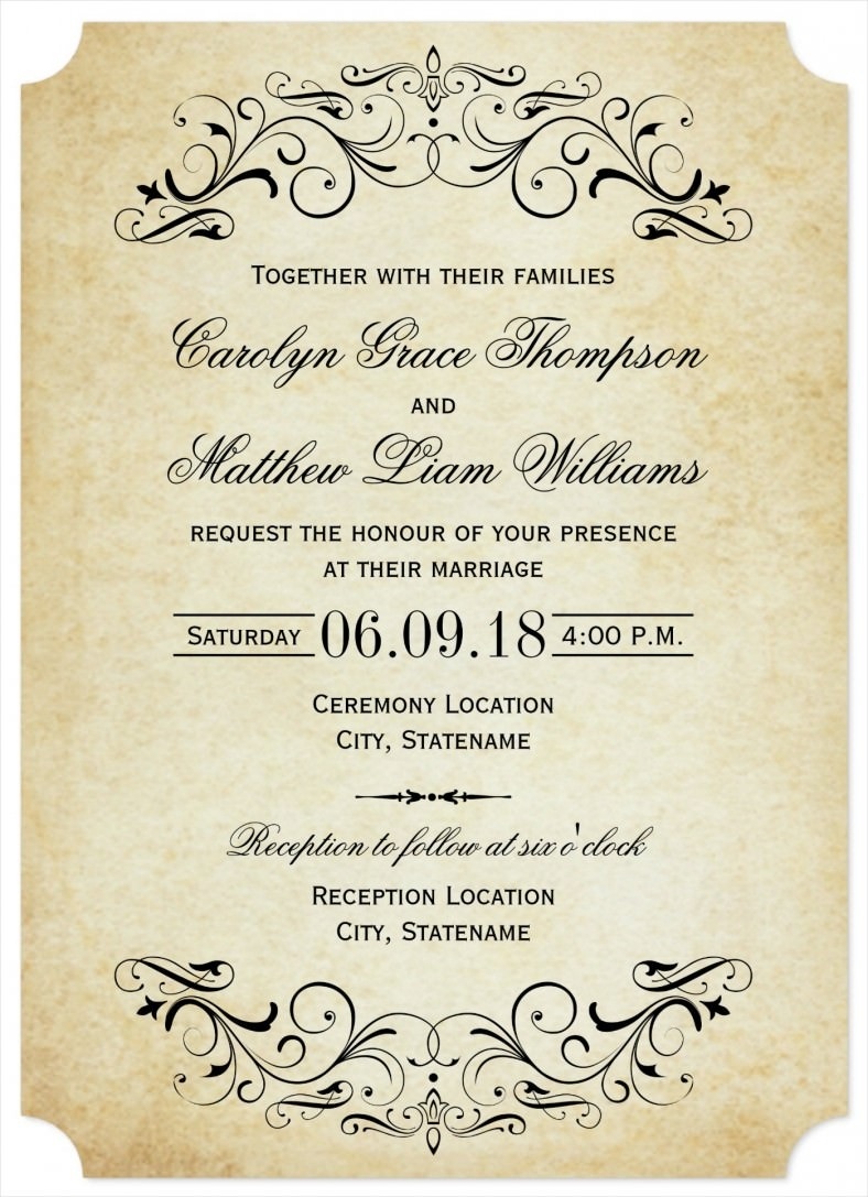 31+ Elegant Wedding Invitation Templates – Free Sample, Example - Play Date Invitations Free Printable