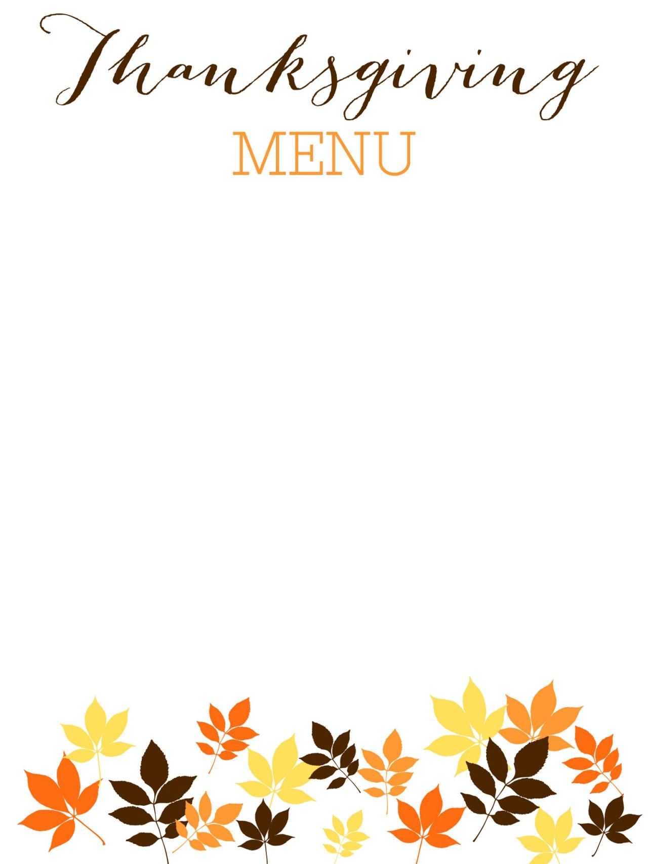 31 Printable (And Free!) Thanksgiving Templates | Examen Final - Free Printable Thanksgiving Menu Template