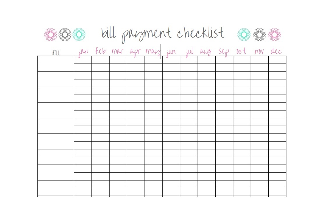 32 Free Bill Pay Checklists &amp; Bill Calendars (Pdf, Word &amp; Excel) - Free Printable Monthly Bill Checklist