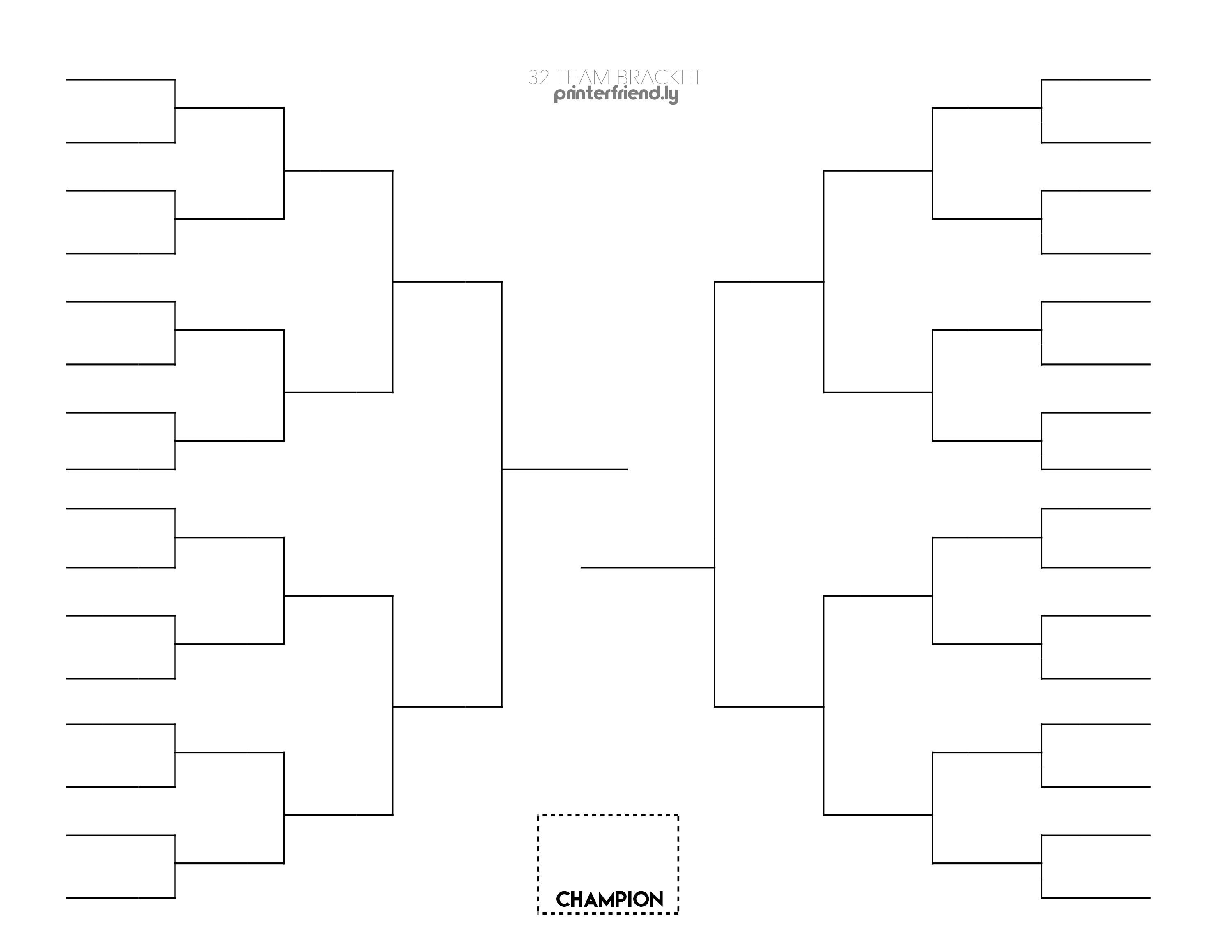 Printable 32 Team Bracket Printable Blank World